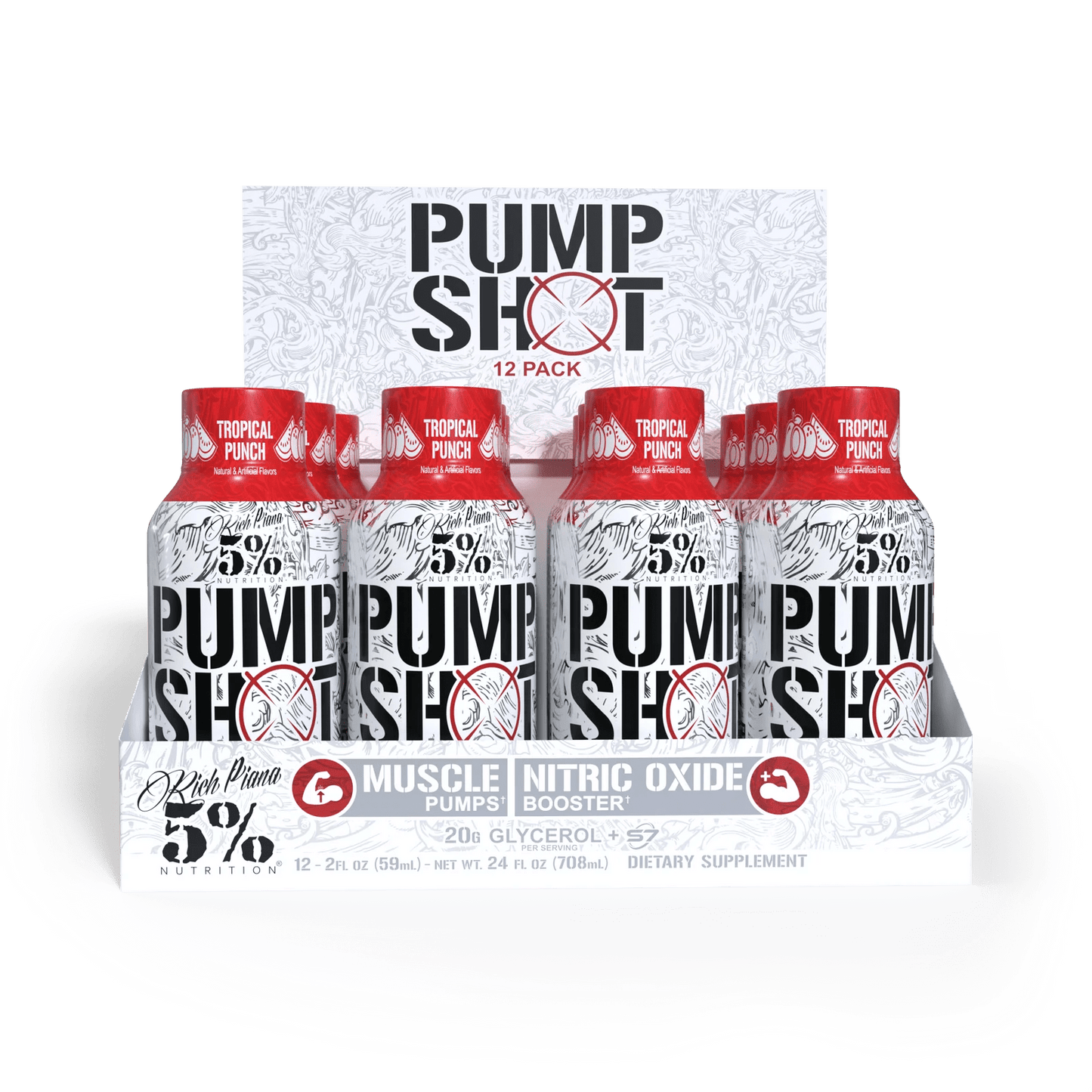 5% Pump Shot Nitric Oxide Booster - Tropical Punch - Mann Nutrition