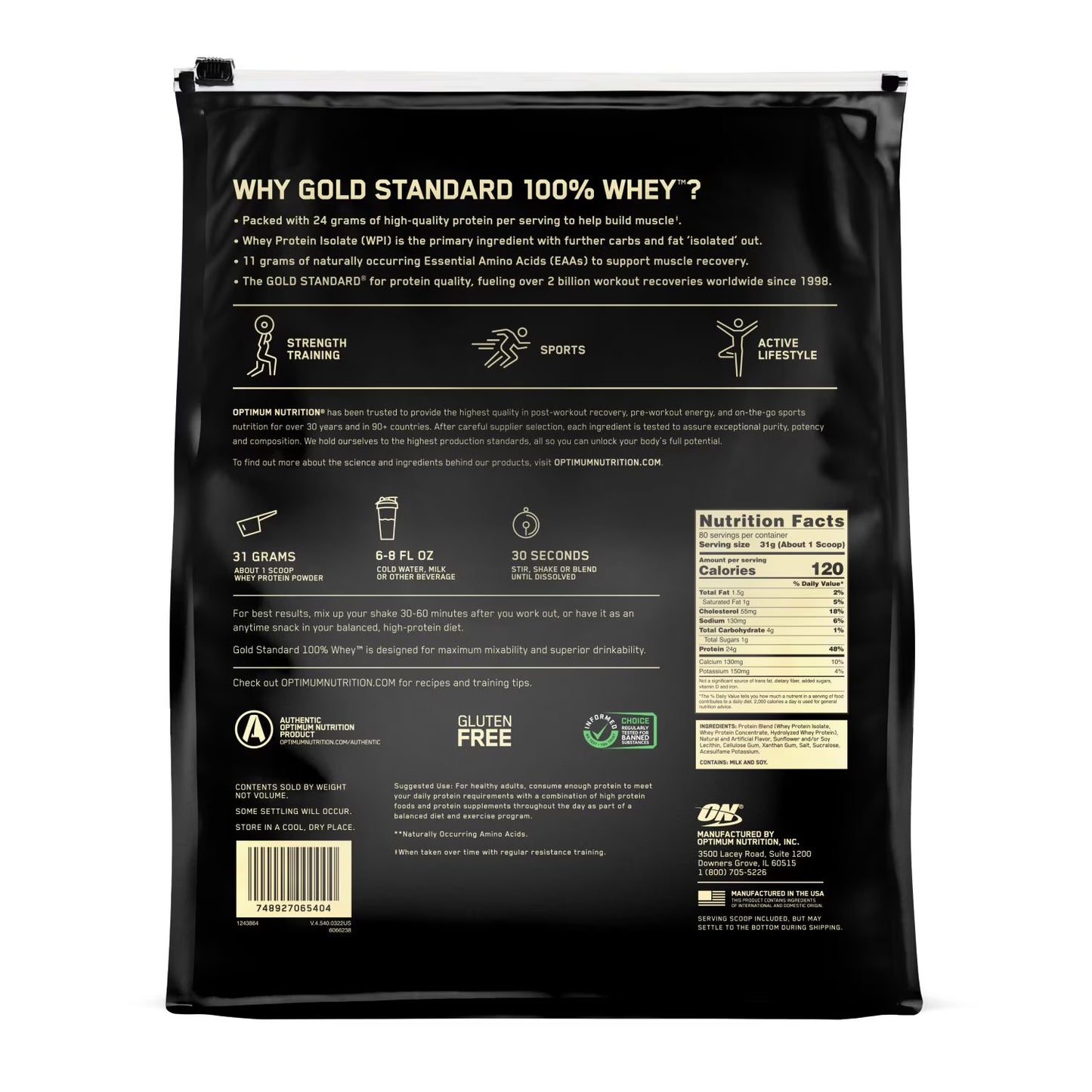 Optimum Nutrition Gold Standard 100% Whey Protein Powder - 5.64 lbs