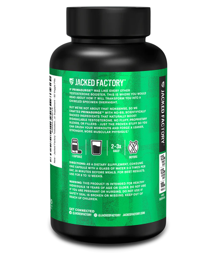 Jacked Factory PrimaSurge | Natural Testosterone Booster 60 Caps