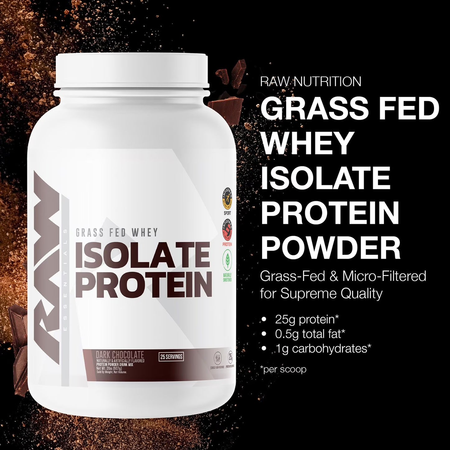 Raw Nutrition Grass Fed Whey Isolate Protein 2 Lbs