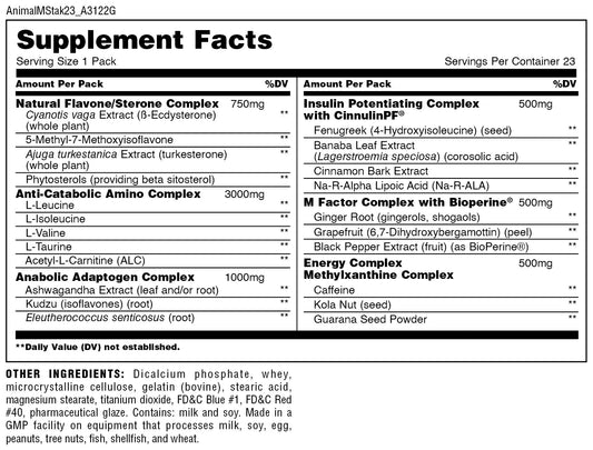 Animal M - Stak 21 Packs - Mann Nutrition