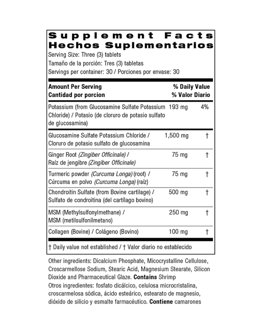 Bio Nutrition Advanced Glucosamine/ Chondroitin/ MSM and Turmeric, Ginger & Collagen - Mann Nutrition