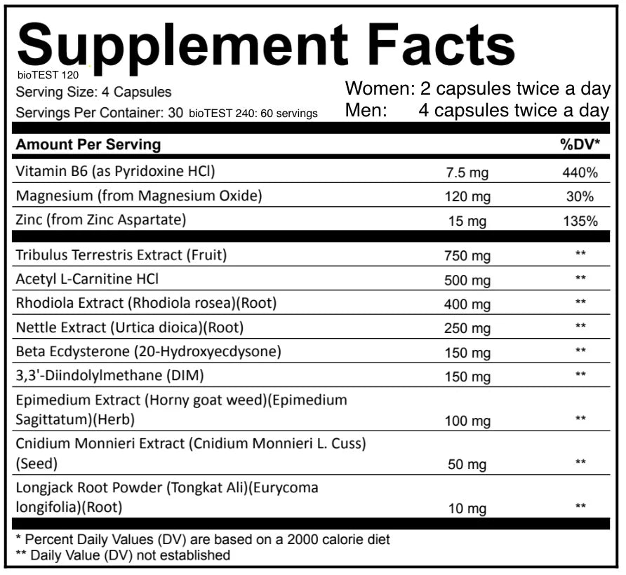 Bio Test 120caps - Mann Nutrition