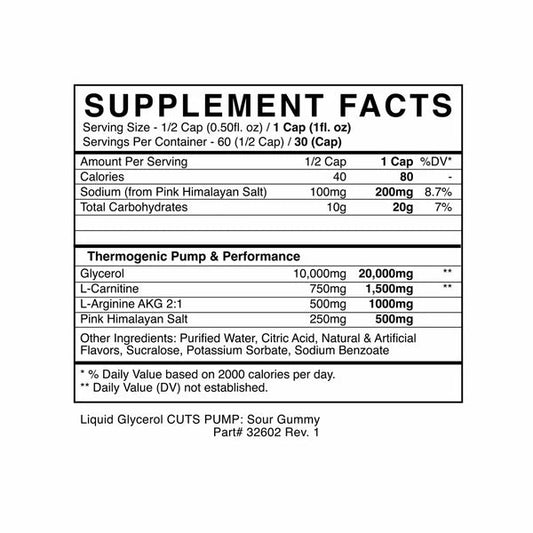 Blackmarket CUTS Pump Thermogenic Liquid Glycerol - Mann Nutrition