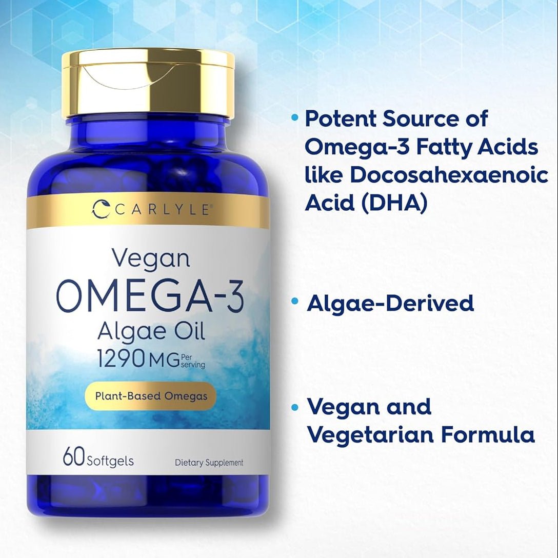Carlyle Vegan Plant Based Omega 3 Supplement - 1290 mg - 60 Softgels - Mann Nutrition