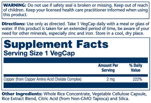 Copper 2mg - Mann Nutrition