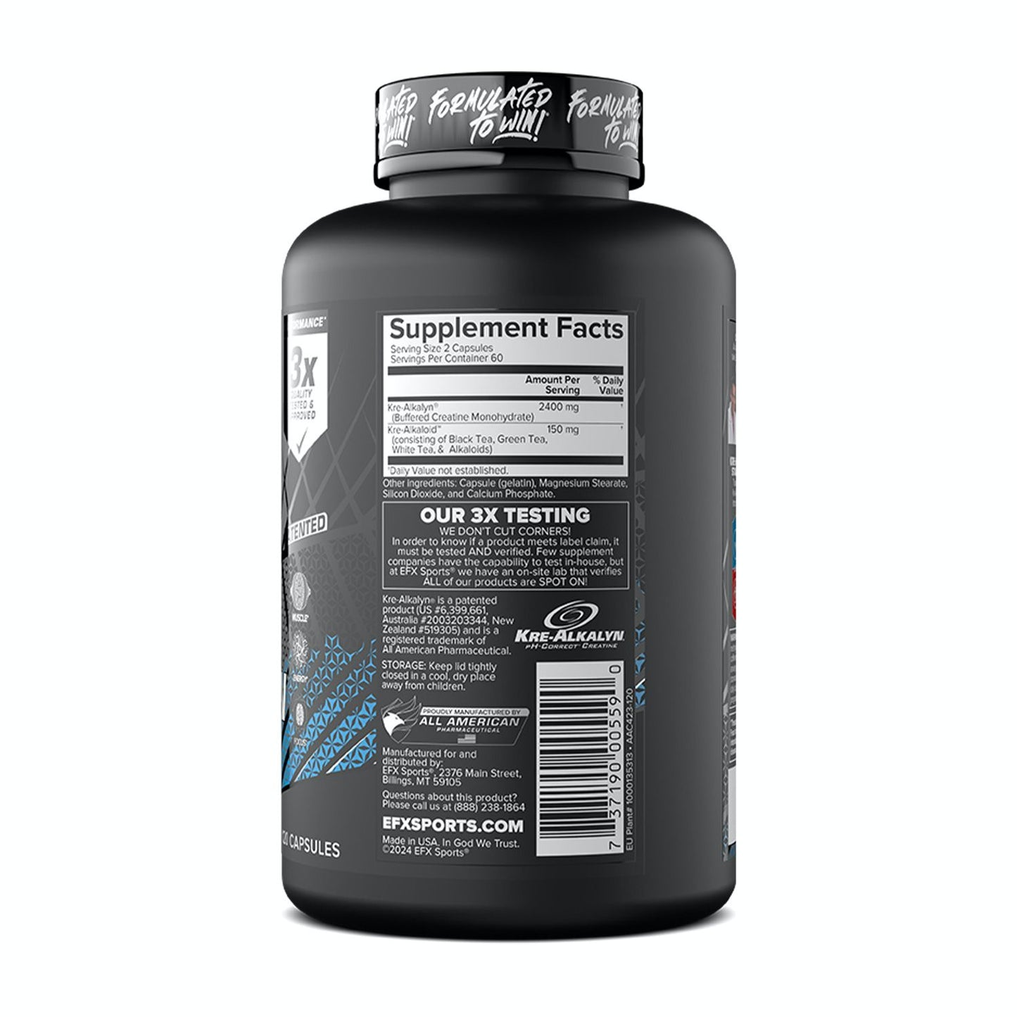 Efx Kre - Alkalyn PRO Creatine Pre Workout Capsules - Mann Nutrition