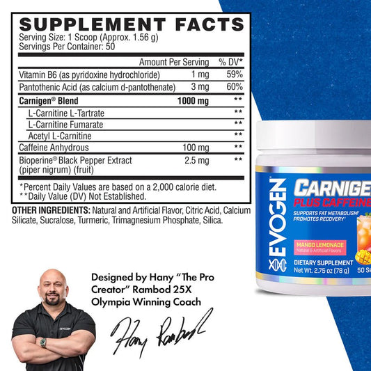 Evogen Carnigen Plus Caffeine Powder - Mann Nutrition