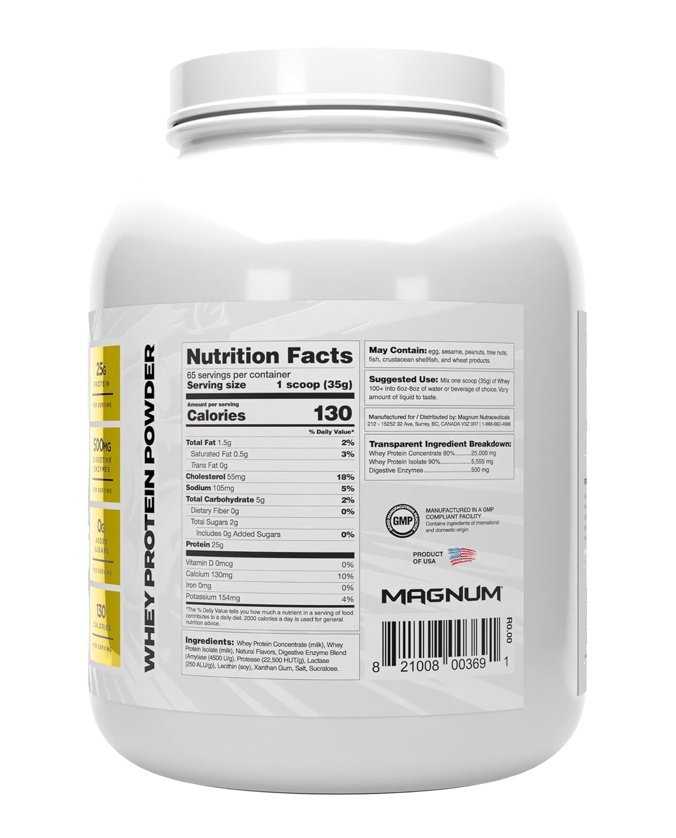 Magnum Whey 100+ Whey Protein +Digestive Enzymes - Mann Nutrition