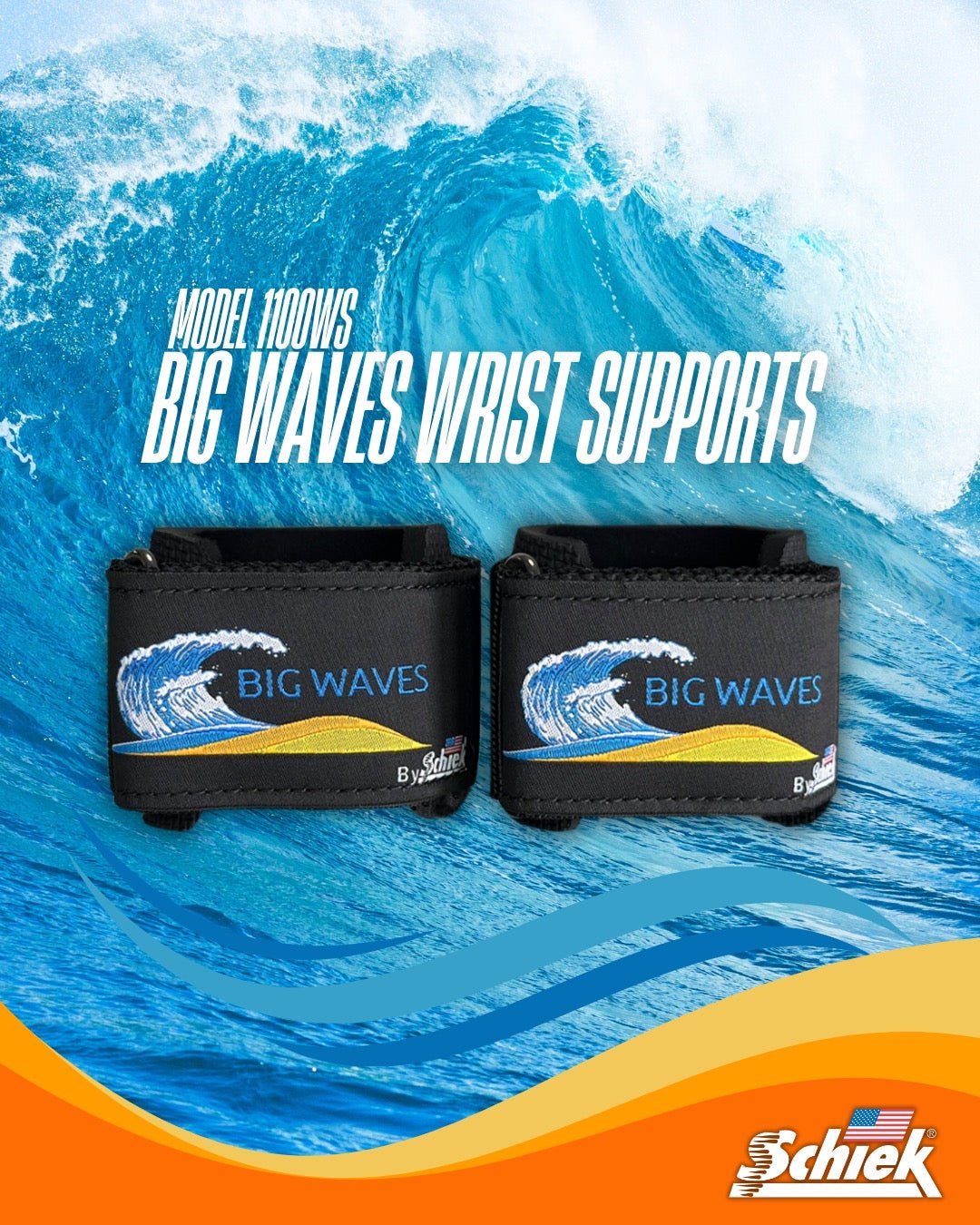 Model 1100WS - BIG WAVES Wrist Supports by Brandon Hendrickson x Schiek sku-50116518183208- Mann Nutrition