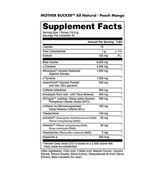 Mother Bucker All Natural Pre - Workout - Mann Nutrition