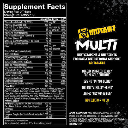 Mutant Multi Athlete's Vitamin 60 Tablets - Mann Nutrition