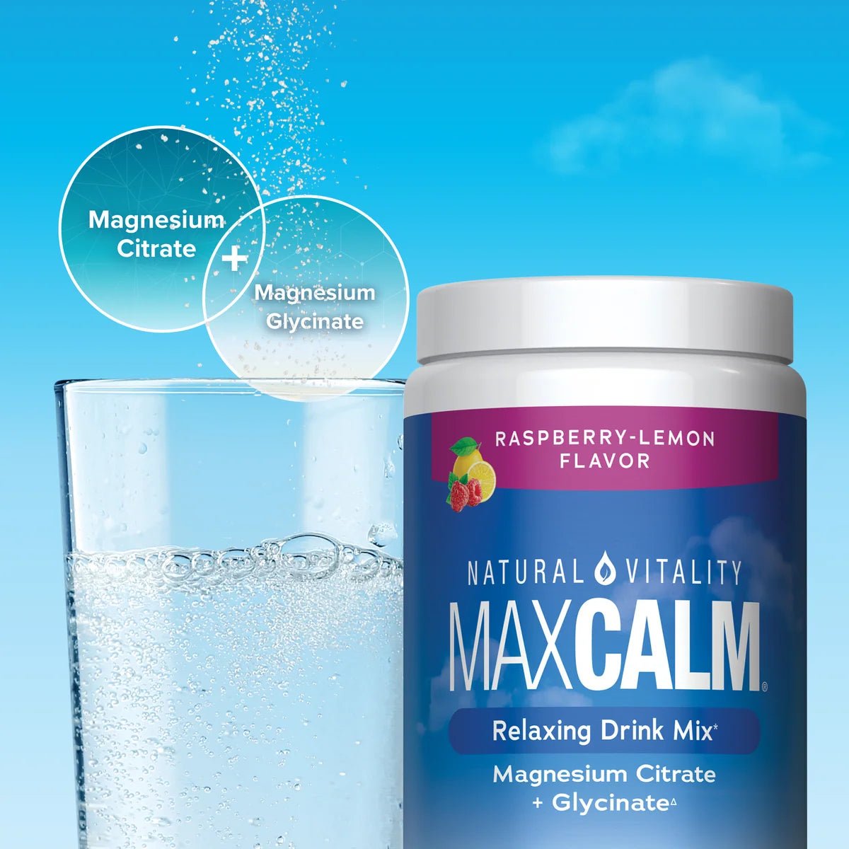 Natural Vitality MAXCALM Magnesium Powder – Raspberry Lemon, 16 oz - Mann Nutrition