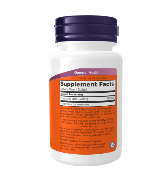 Now CoQ10 100 mg Softgels - Mann Nutrition