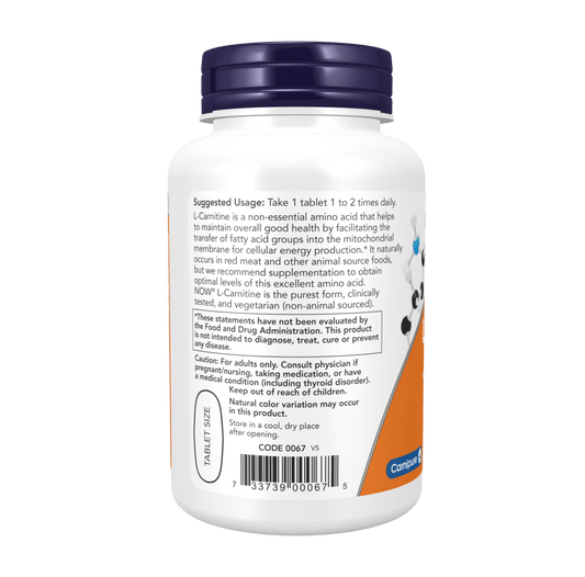 Now L - Carnitine 1000mg (50 tabs) - Mann Nutrition