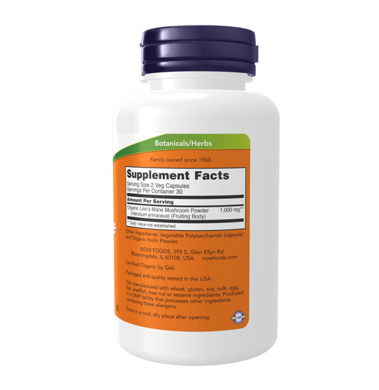 Now Lion’s Mane 500Mg 60 Caps - Mann Nutrition