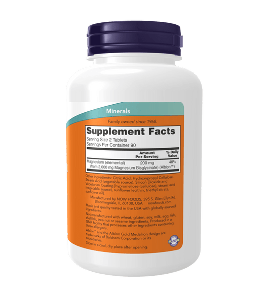 Now Magnesium Glycinate 180 Tabs - Mann Nutrition
