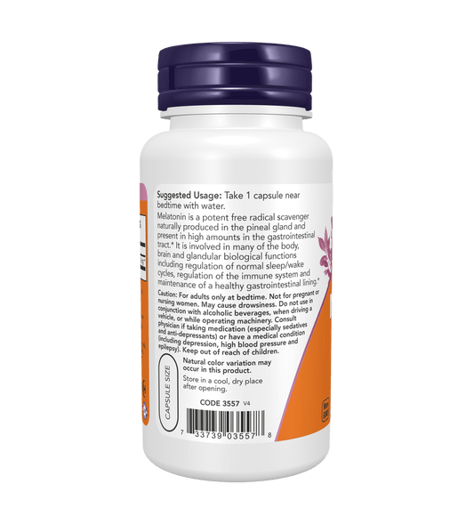 Now Melatonin, Extra Strength 10 mg - 100 Veg Capsules - Mann Nutrition