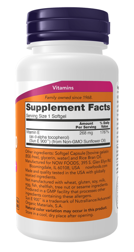 Now Sun - E 400 400IU Vitamin E - 60 Softgels - Mann Nutrition