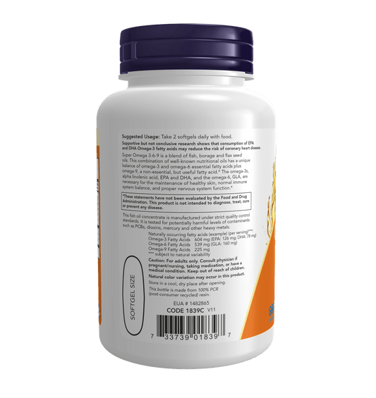 Now Super Omega 3 - 6 - 9 (90 Caps) - Mann Nutrition