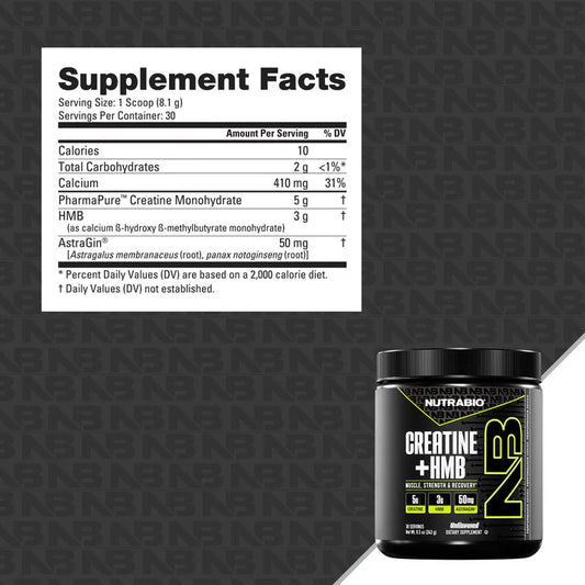 Nutrabio Creatine + HMB - 30 Servings - Mann Nutrition