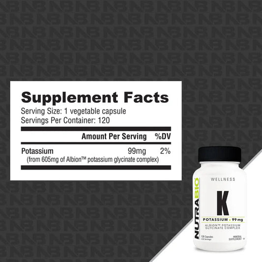Nutrabio K - Potassium 99mg 120 Caps - Mann Nutrition