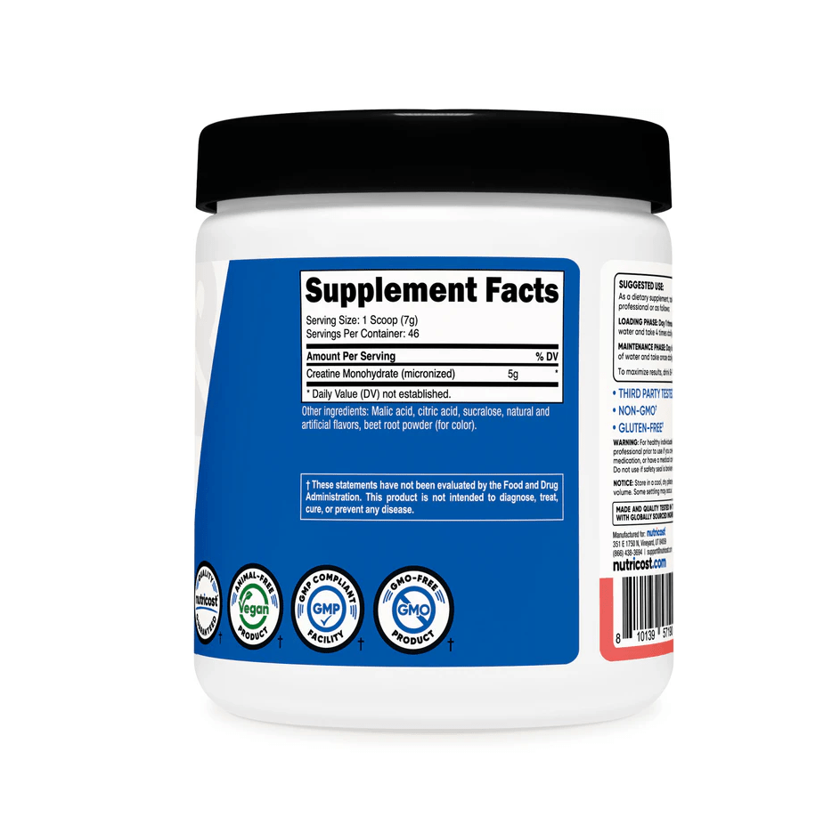 Nutricost Micronized Creatine Flavoured - 300Gms - Gluten Free - Third Party Tested - Mann Nutrition