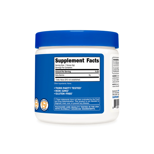 Nutricost Pure Beta Alanine Powder, 3g Per Scoop, Non - GMO & 3rd Party Tested - Mann Nutrition