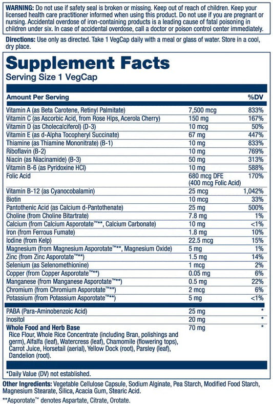 Once Daily High Energy Multivitamin 120 Caps - Mann Nutrition