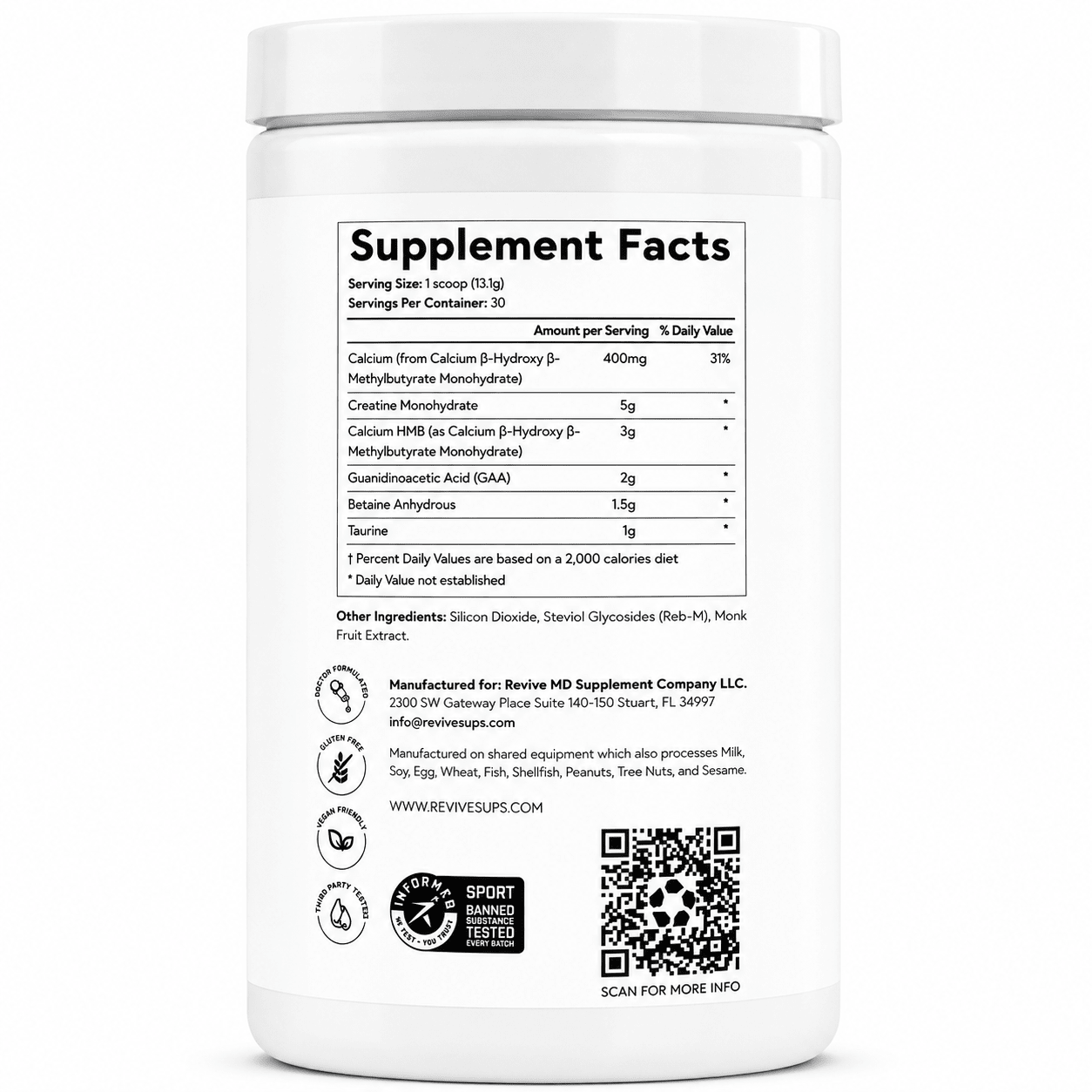 Revive Creatine + HMB - 30 Servings - Mann Nutrition