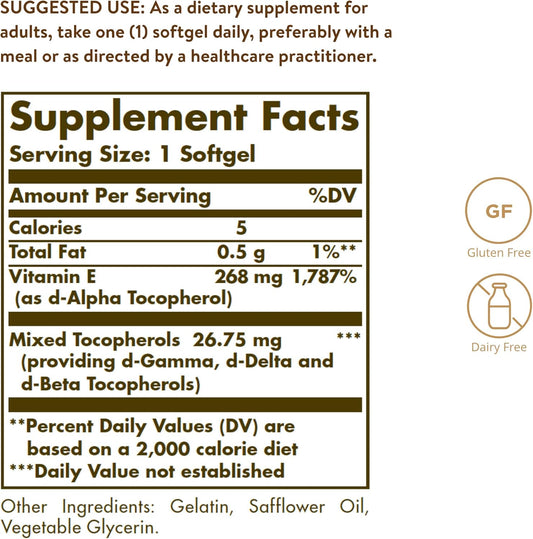 Solgar Vitamin E 268 MG (400 IU) - Mann Nutrition