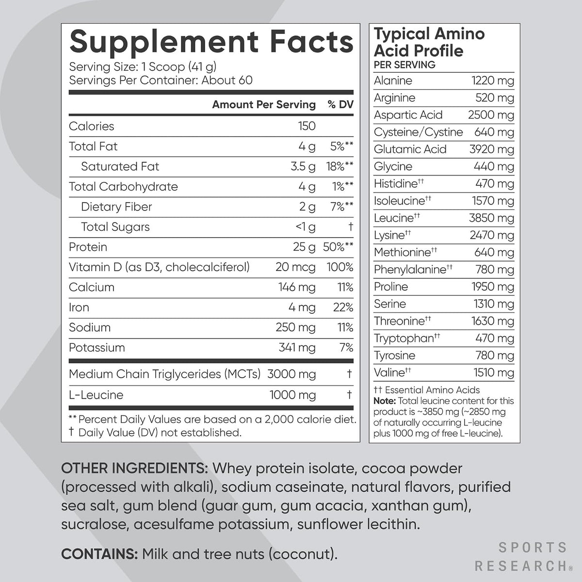 Sports Research Whey Protein Isolate – Dutch Chocolate | 25g Protein, 5.42 lb - Mann Nutrition