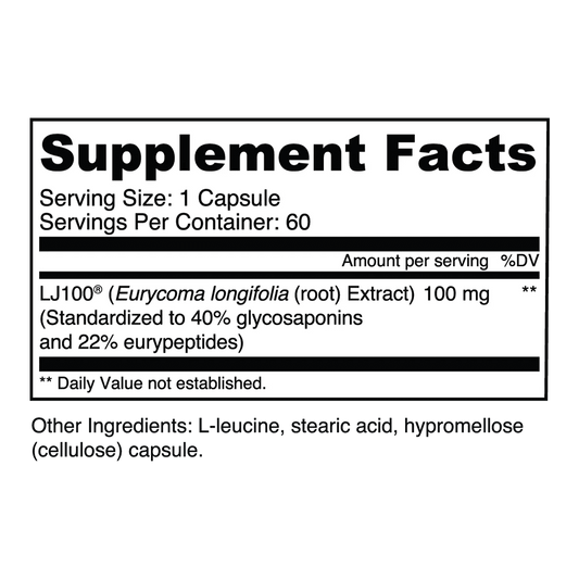 Transparent Labs LJ100® Tongkat Ali -60 Caps - Mann Nutrition