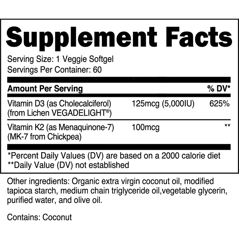 Transparent Labs Vitamin D3 and K2 Softgels | 60 Servings - Mann Nutrition