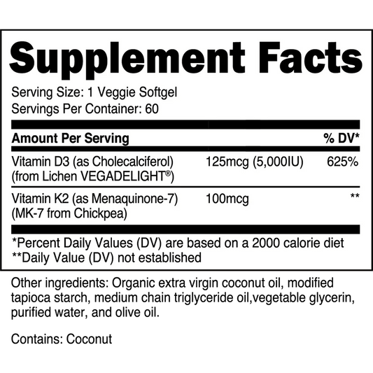 Transparent Labs Vitamin D3 and K2 Softgels | 60 Servings - Mann Nutrition