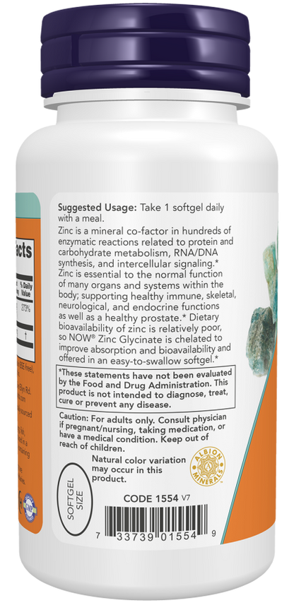 Now Foods Zinc Glycinate 120 Softgels