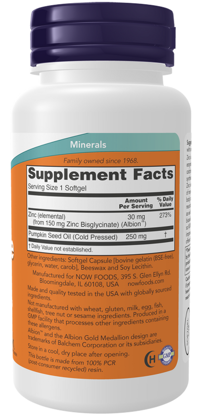 Now Foods Zinc Glycinate 120 Softgels