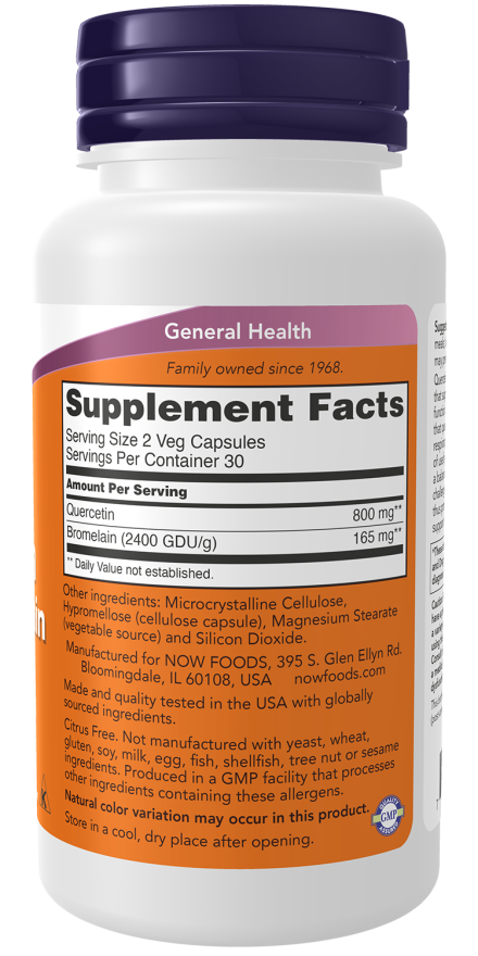 Now Quercetin With Bromelain 60 Veg Capsules