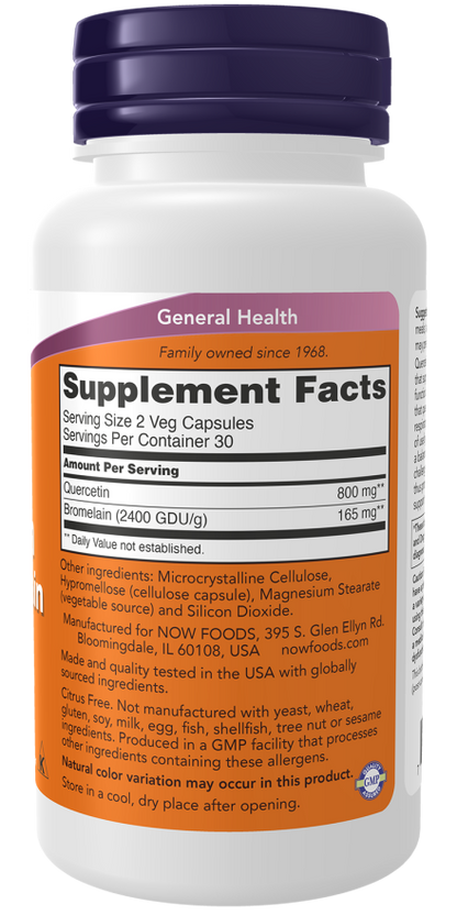 Now Quercetin With Bromelain 60 Veg Capsules