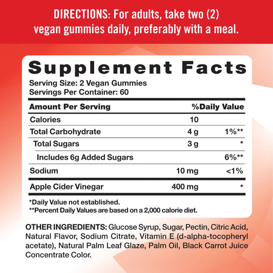 Nature's Truth Apple Cider Vinegar Gummies 400 mg - 120 Gummies