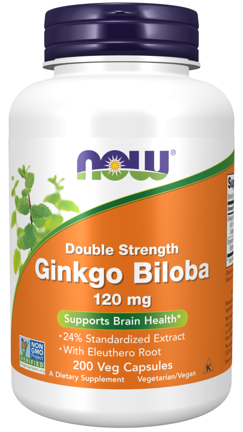 Now Ginkgo Biloba, Double Strength 120 mg Veg Capsules