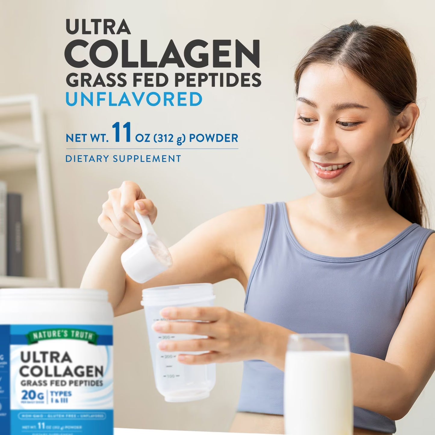 Nature's Truth Ultra Collagen Powder 11 oz - Gluten Free Unflavored