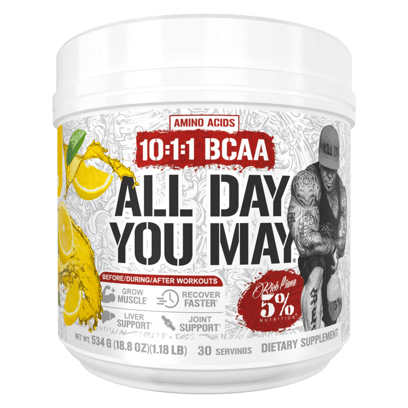 5% Nutrition All Day You May 10:1:1 Ratio BCAA with Joint & Liver Support Blend - Mann Nutrition