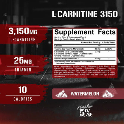5% Nutrition Liquid L-Carnitine 3150 | Advanced Fat Metabolism & Energy Support - Mann Nutrition