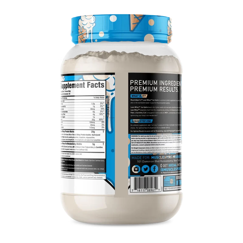 MuscleSport Lean Whey Iso Hydro with CLA, MCTs & L-Carnitine - 2lbs