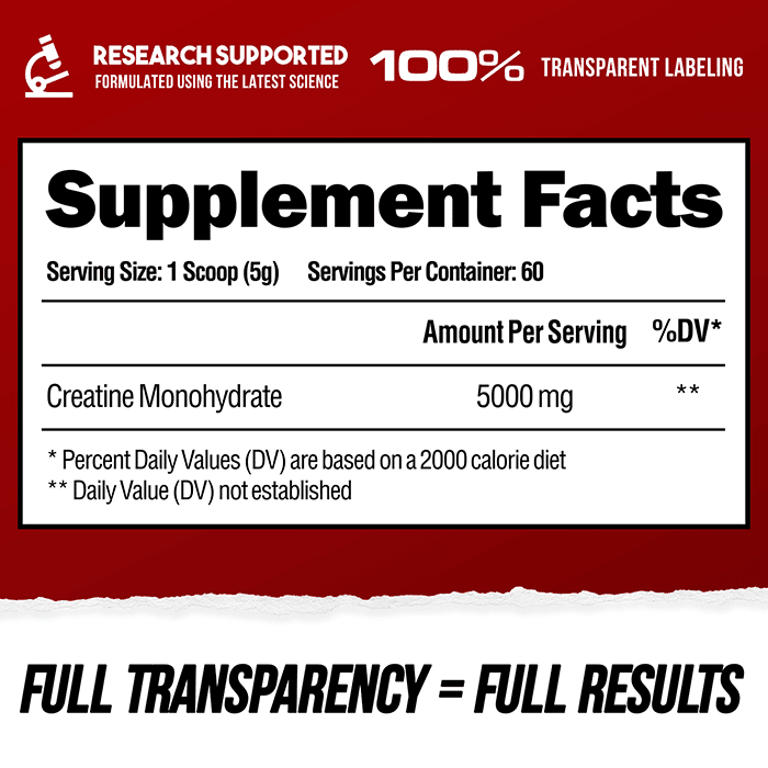 Alpha Lion Creatine Monohydrate – 5g Creatine, Unflavored, 60 Servings