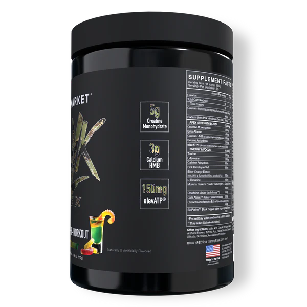 BlackMarket Labs BULK APEX Strength Pre-Workout | 400mg Caffeine | Creatine + HMB | 20 Servings