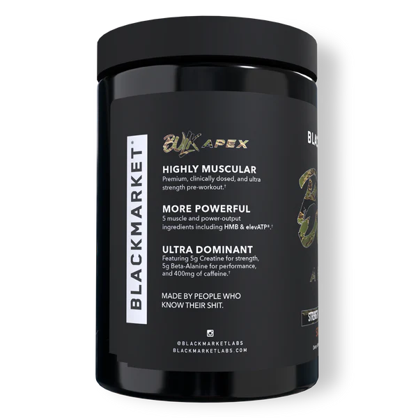 BlackMarket Labs BULK APEX Strength Pre-Workout | 400mg Caffeine | Creatine + HMB | 20 Servings