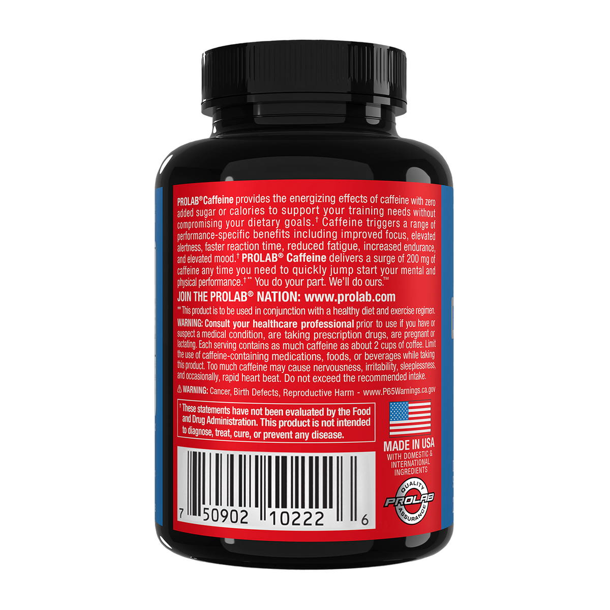 Prolab Nutrition Caffeine Energy Support, Zero Calories, Reduced Fatigue, Extra Strength Energy 200mg
