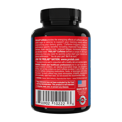 Prolab Nutrition Caffeine Energy Support, Zero Calories, Reduced Fatigue, Extra Strength Energy 200mg